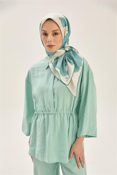 REŞHA MULBERRY İPEK EŞARP 90*90 CM - NİL YEŞİLİ