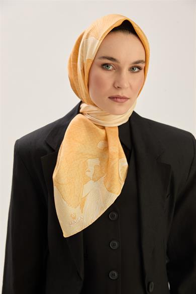 REŞHA MULBERRY İPEK EŞARP 90*90 CM - SARI