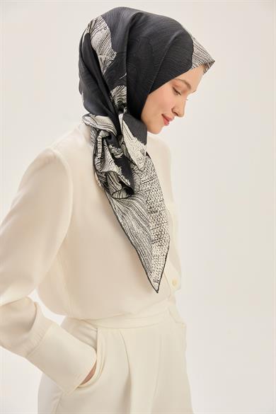 REŞHA MULBERRY İPEK EŞARP 90*90 CM - SİYAH