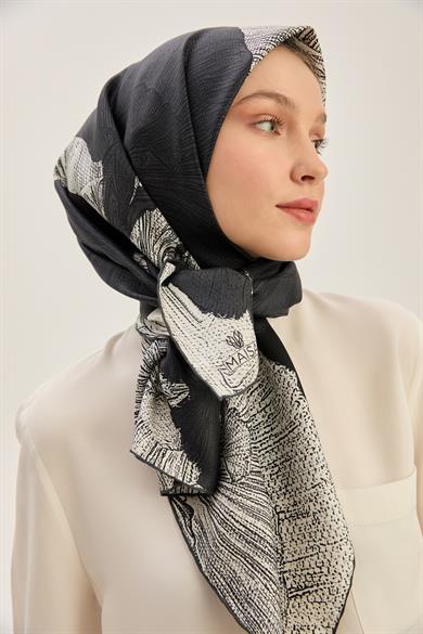 REŞHA MULBERRY İPEK EŞARP 90*90 CM - SİYAH