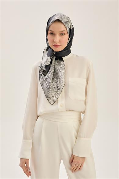 REŞHA MULBERRY İPEK EŞARP 90*90 CM - SİYAH