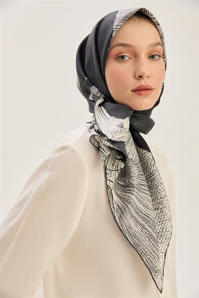 REŞHA MULBERRY İPEK EŞARP 90*90 CM - SİYAH
