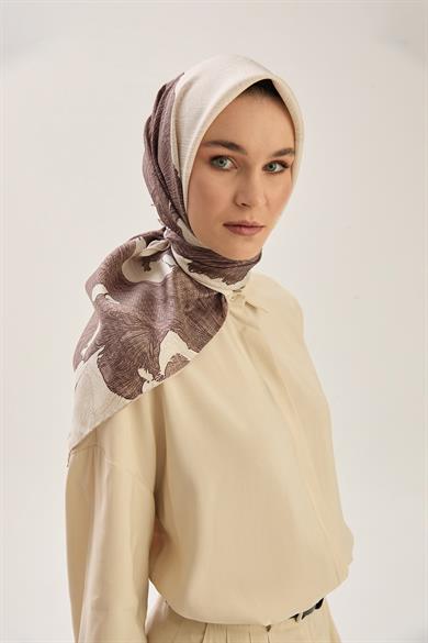 REŞHA MULBERRY İPEK EŞARP 90*90 CM - SÜTLÜ KAHVE
