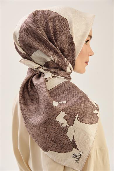 REŞHA MULBERRY İPEK EŞARP 90*90 CM - SÜTLÜ KAHVE