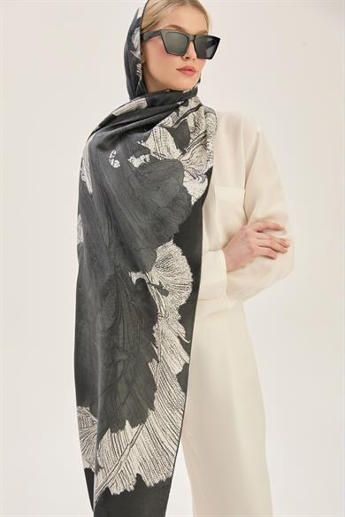 REŞHA PAMUK İPEK ŞAL 70*190 CM - SİYAH