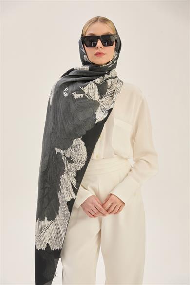 REŞHA PAMUK İPEK ŞAL 70*190 CM - SİYAH