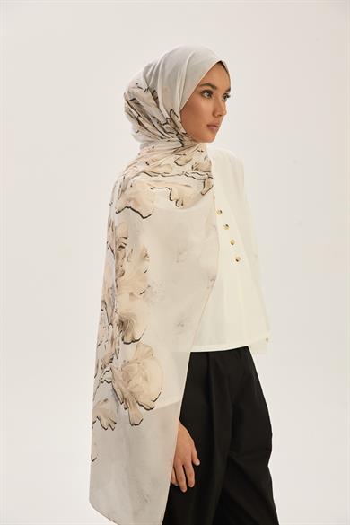 REYYA KREP İPEK ŞAL 70*190 CM - GÜMÜŞ