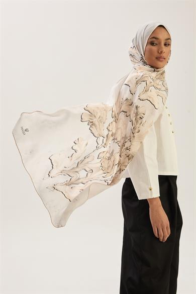 REYYA KREP İPEK ŞAL 70*190 CM - GÜMÜŞ