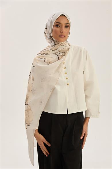 REYYA KREP İPEK ŞAL 70*190 CM - GÜMÜŞ