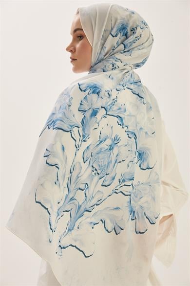 REYYA KREP İPEK ŞAL 70*190 CM - MAVİ