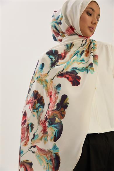 REYYA PAMUK İPEK ŞAL 70*190 CM - EKRU