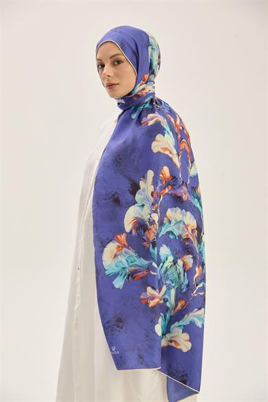 REYYA PAMUK İPEK ŞAL 70*190 CM - SAKS