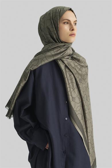 RİND%100 İPEK JAKARLI ŞAL-ACI KAHVE