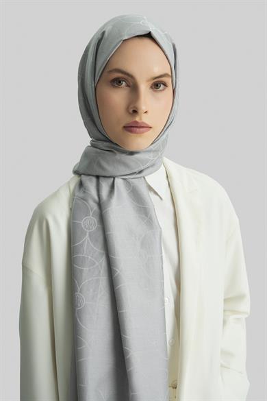 RİND%100 İPEK JAKARLI ŞAL-AÇIK GRİ