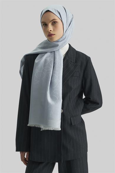 RİND%100 İPEK JAKARLI ŞAL-AÇIK MAVİ