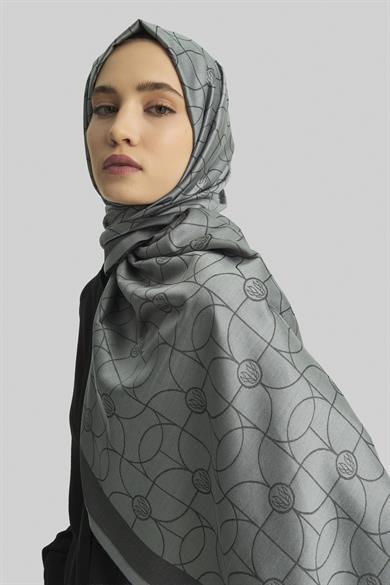 RİND%100 İPEK JAKARLI ŞAL-ANTRASİT