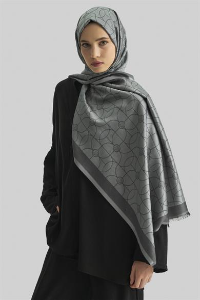 RİND%100 İPEK JAKARLI ŞAL-ANTRASİT