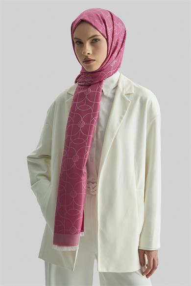 RİND%100 İPEK JAKARLI ŞAL-FUŞYA