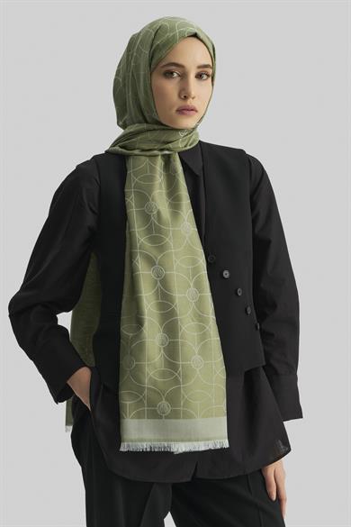 RİND%100 İPEK JAKARLI ŞAL-HAKİ