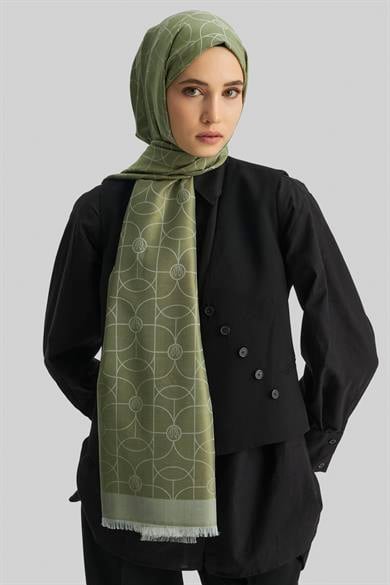 RİND%100 İPEK JAKARLI ŞAL-HAKİ