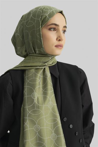 RİND%100 İPEK JAKARLI ŞAL-HAKİ