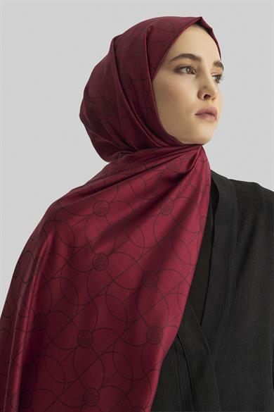 RİND%100 İPEK JAKARLI ŞAL-KIRMIZI