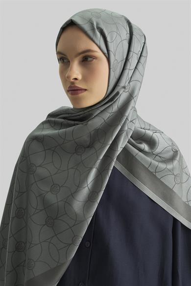 RİND%100 İPEK JAKARLI ŞAL-KOYU GRİ