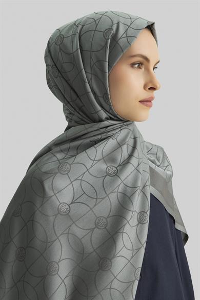 RİND%100 İPEK JAKARLI ŞAL-KOYU GRİ