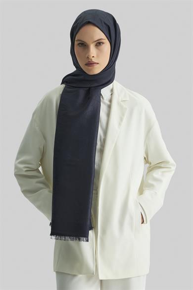 RİND%100 İPEK JAKARLI ŞAL-LACİVERT