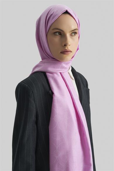 RİND%100 İPEK JAKARLI ŞAL-PEMBE