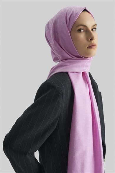 RİND%100 İPEK JAKARLI ŞAL-PEMBE