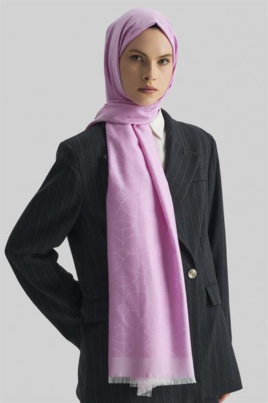 RİND%100 İPEK JAKARLI ŞAL-PEMBE