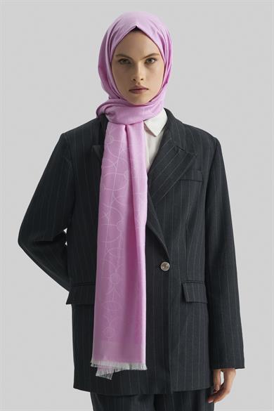 RİND%100 İPEK JAKARLI ŞAL-PEMBE