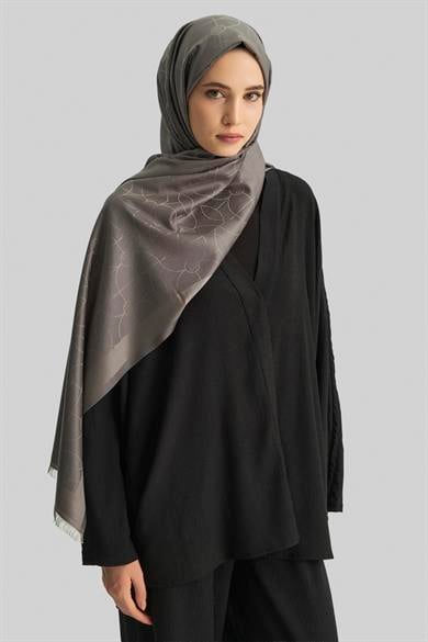RİND%100 İPEK JAKARLI ŞAL-VİZON