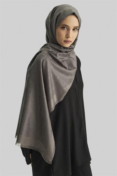 RİND%100 İPEK JAKARLI ŞAL-VİZON