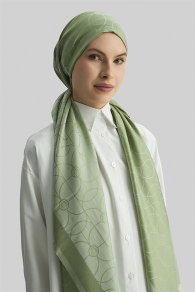 RİND%100 İPEK JAKARLI ŞAL-YEŞİL