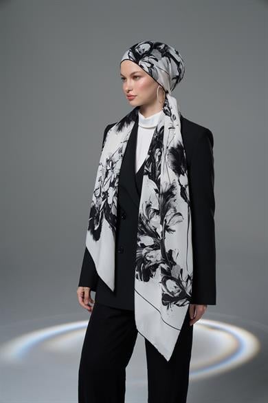 RİŞE KREP İPEK ŞAL 70*190  – EKRU