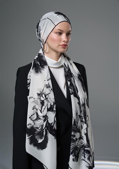 RİŞE KREP İPEK ŞAL 70*190  – EKRU