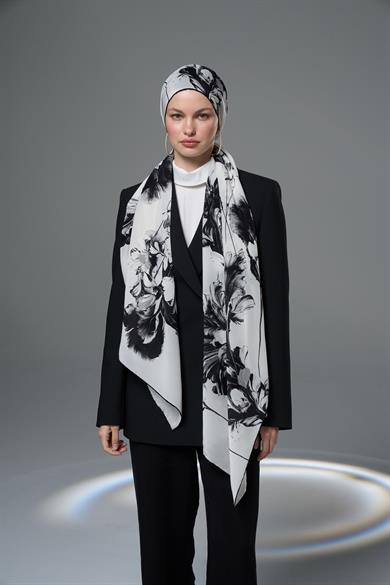 RİŞE KREP İPEK ŞAL 70*190  – EKRU