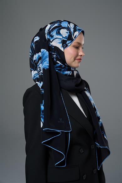 RİŞE KREP İPEK ŞAL 70*190 – LACİVERT