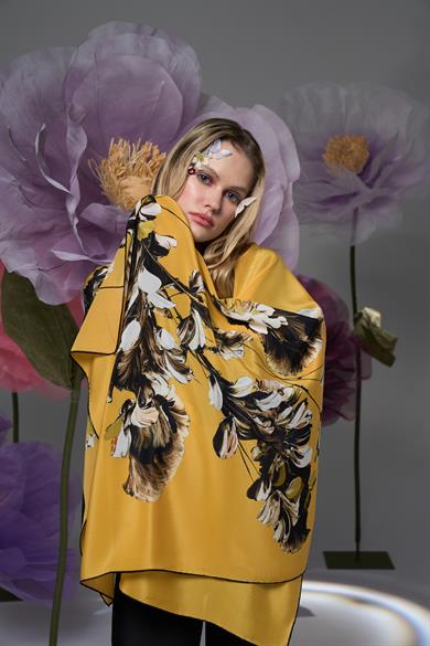 RİŞE KREP İPEK ŞAL 70*190 – SARI