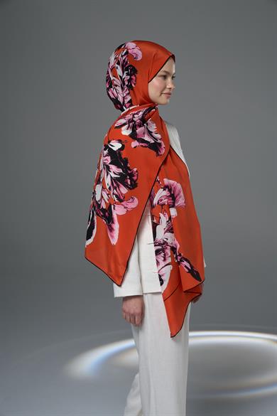 RİŞE KREP İPEK ŞAL 70*190 – TURUNCU