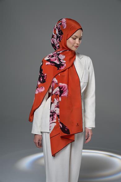 RİŞE KREP İPEK ŞAL 70*190 – TURUNCU