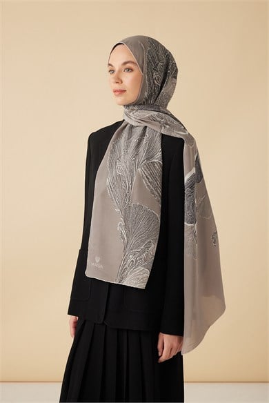RUBA KREP İPEK ŞAL 70*190 CM - AÇIK GRİ