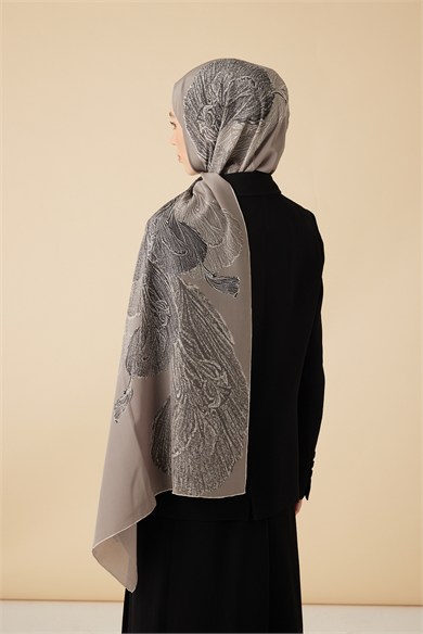 RUBA KREP İPEK ŞAL 70*190 CM - AÇIK GRİ