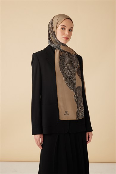 RUBA KREP İPEK ŞAL 70*190 CM - BEJ