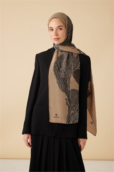 RUBA KREP İPEK ŞAL 70*190 CM - BEJ