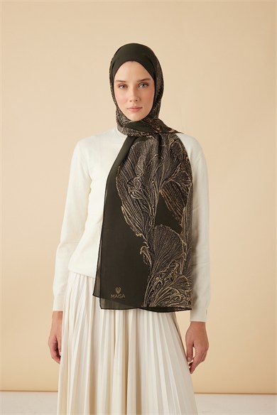 RUBA KREP İPEK ŞAL 70*190 CM - HAKİ