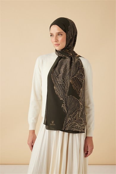 RUBA KREP İPEK ŞAL 70*190 CM - HAKİ