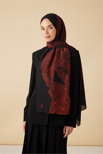 RUBA KREP İPEK ŞAL 70*190 CM - SİYAH